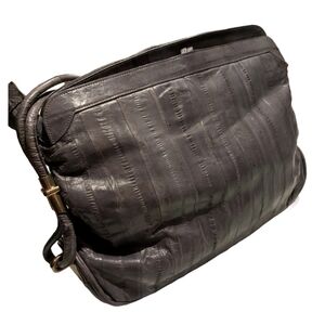 Grey Eel Skin Leather Shoulder Bag